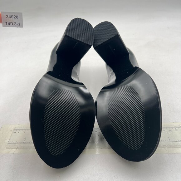 YDN Black Penny Loafers Round Closed Toe Platform Chunky High Heel Slip On Pumps - Picture 7 of 8